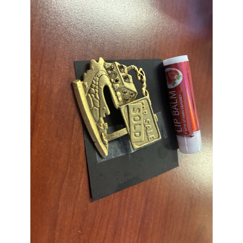Vint Realtor SOLD Pin Brooch House For Sale Gold Tone Real Estate - Picture 2 of 4